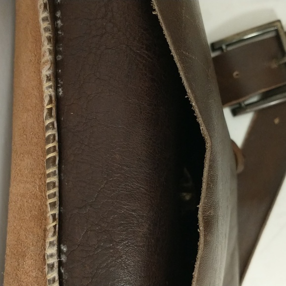 Leather Haversack Possibles Bag Reenactors Rough Authentic Look w Cartridge Bar - Picture 3 of 8